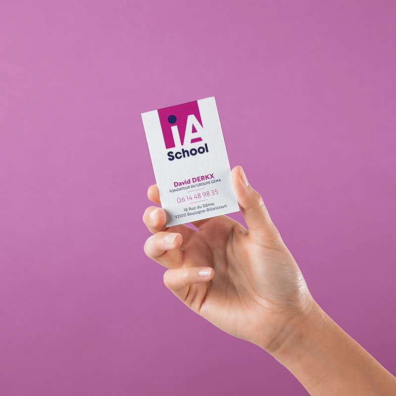 Groupe GEMA Holding Hand Vertical Business Card Mockup